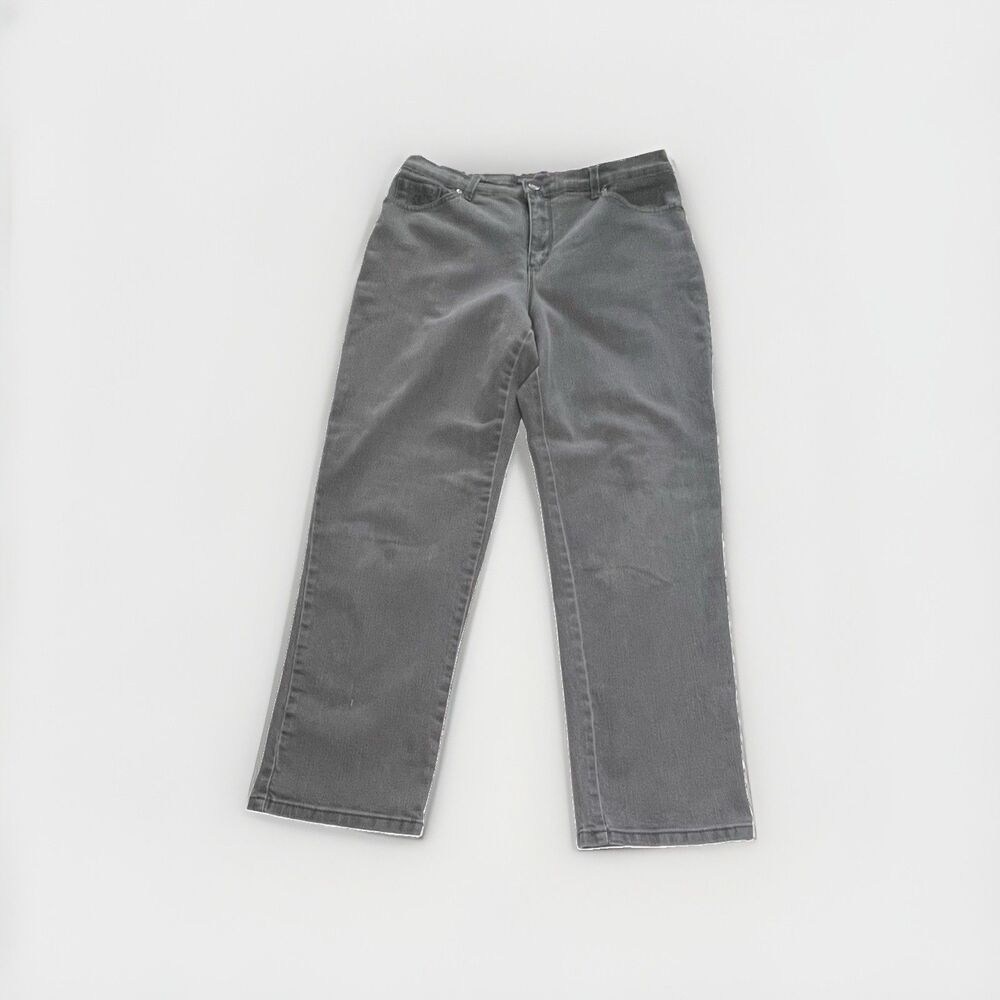 Gloria Vanderbilt Amanda Jeans Womens Size 12 Short Gray High Rise Straight Leg